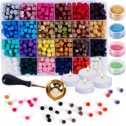  378 Pieces Sealing Wax Beads Set Wax Beads for Stamp Seals  Octagon Wax Seal Stamp Particles Kit in a Plastic Box 15 Grids 15 Colors  Seal Wax Pellets : Arts, Crafts & Sewing