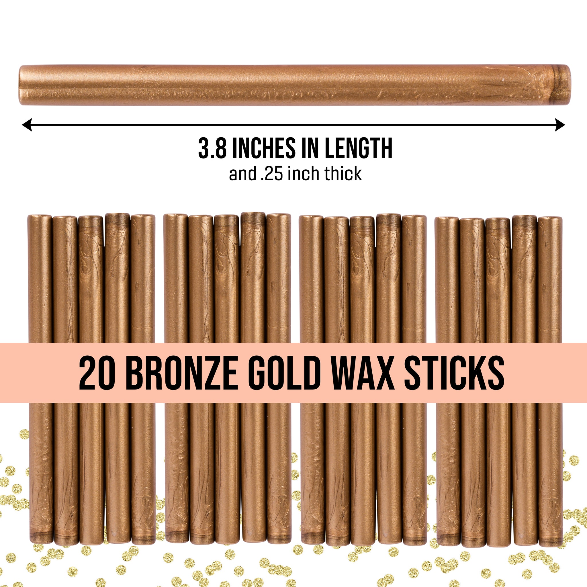 Hoppler Set of (20) 7mm Sealing Wax Sticks for Glue Guns, Use with Wax Seal Stickers, and Any Wax Seal Stamp. Champagne Gold